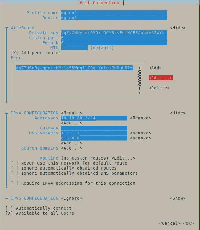 NetworkManager tui