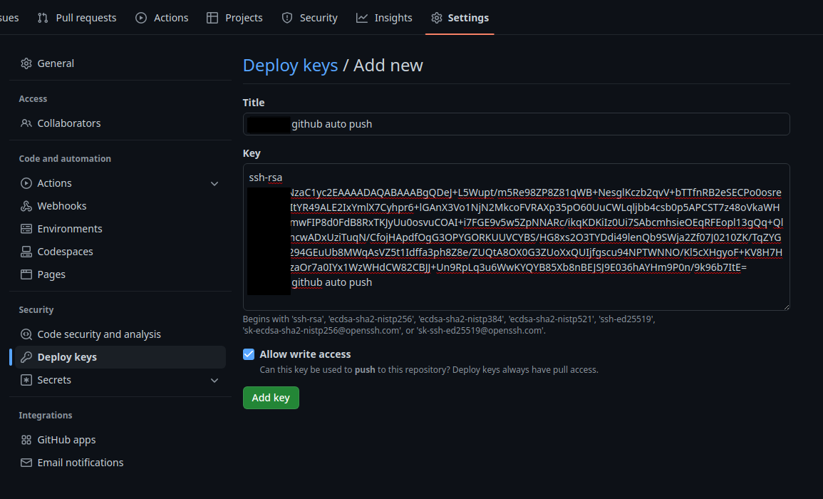 menambahkan GitHub deploy key baru