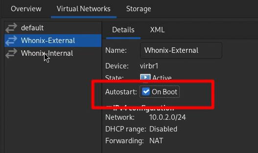 Whonix Network Auto Start