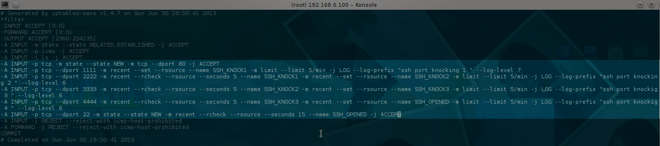 iptables port knocking rules