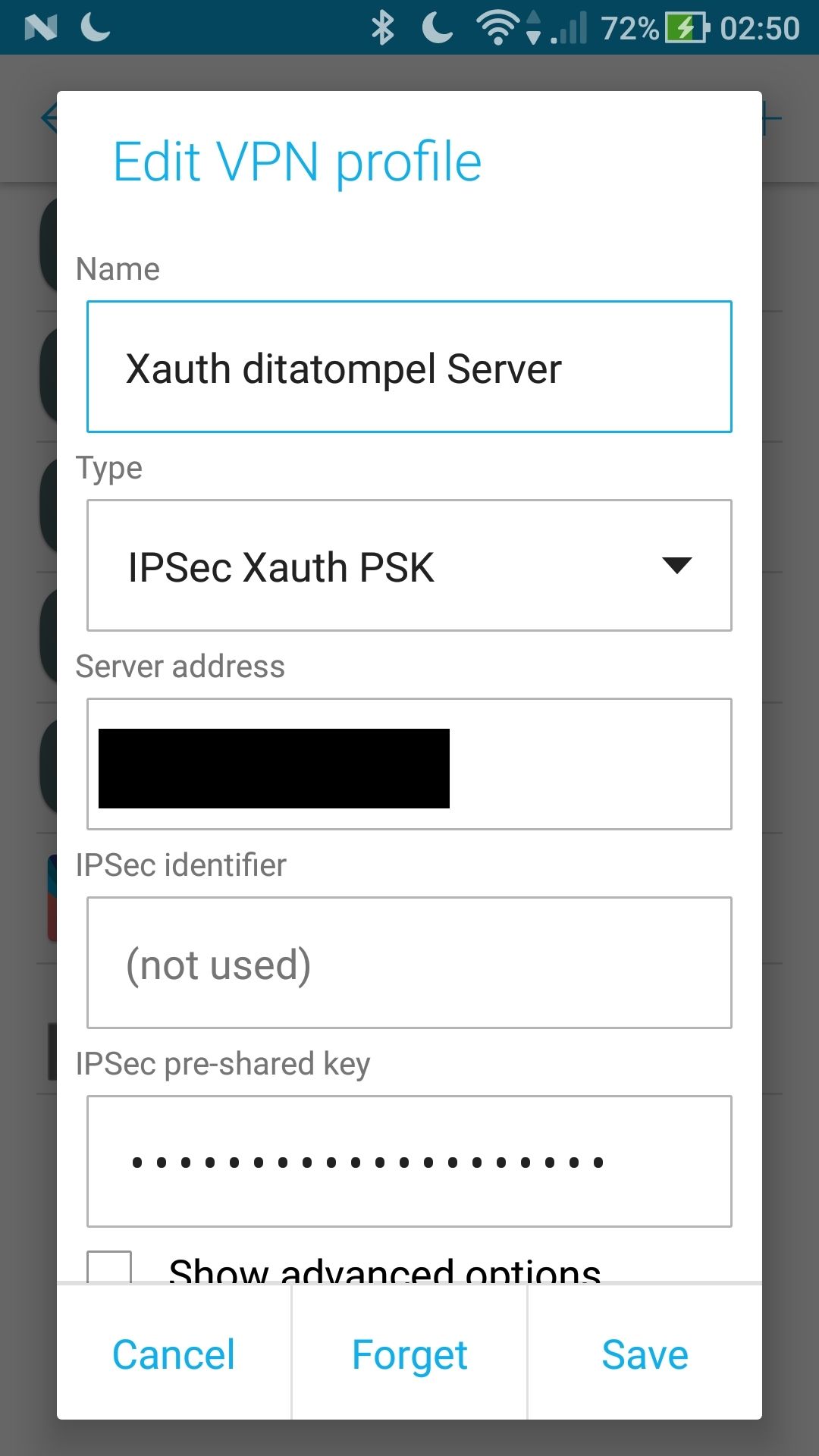 Android XAuth config