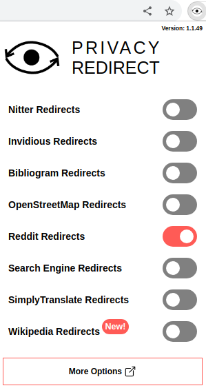 Privacy Redirect Plugin Switch