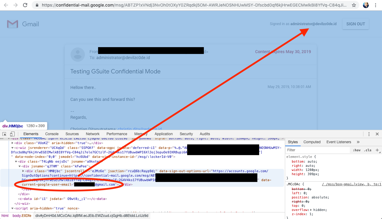 Browser developer console