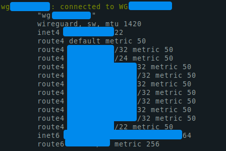 nmcli WireGuard connection example